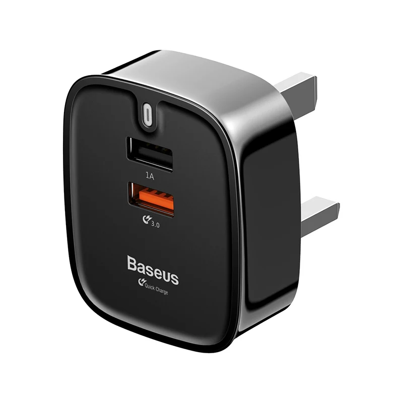 Black UK Adapter Baseus двойной USB QC3.0quick зарядное устройство для iPhone samsung UK Universale мобильный телефон путешествия настенное зарядное устройство разъем 3A USB быстрое зарядное устройство - Тип штекера: Black UK Adapter