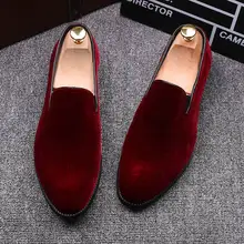 ERRFC/Новое поступление; Мужская Повседневная Удобная обувь; модная дышащая мужская обувь лоферы из флока без застежки с круглым носком; цвет красный, черный; размеры 38-44