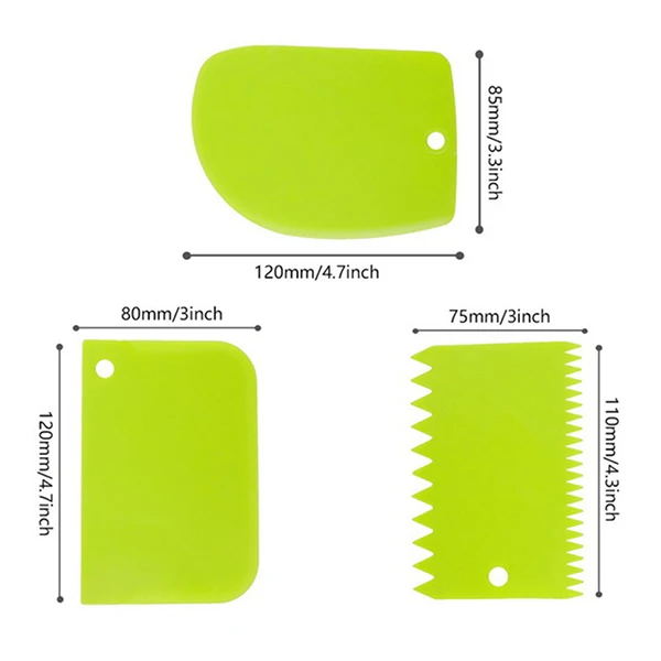 3 шт./лот скребок для крема неправильные зубные края DIY скребок для украшения торта помадка Кондитерские резаки инструменты для выпечки шпатели - Цвет: Green