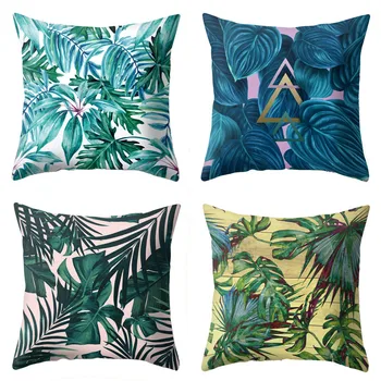 

Tropical plant rain forest fern Monstera wedding gift cushion cover wholesale pillow cover home car sofa decorative pillow case