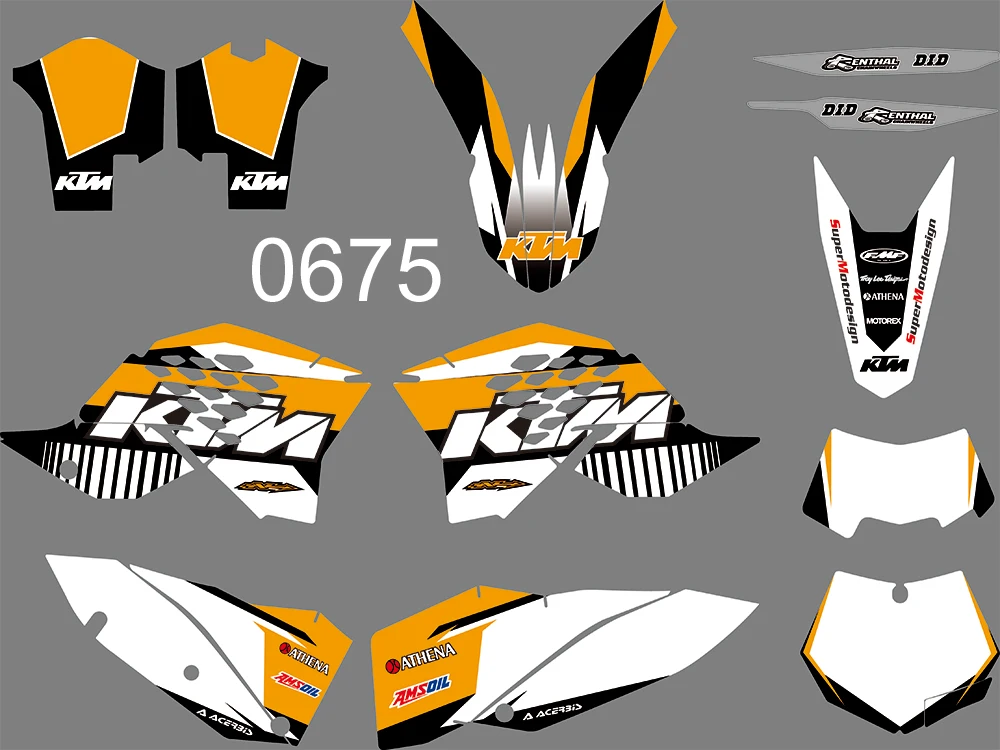 

0675 Motorcycle Team Graphic & Backgrounds Decal Stiker Kits for KTM EXC 2008 2009 2010 2011