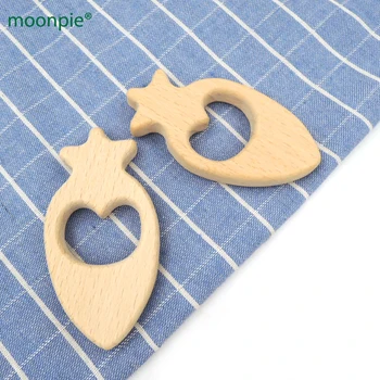 

10pcs safe baby teether carrot shape SMOOTH beech charm baby shower gift nursing toy baby wooden teether EA329a