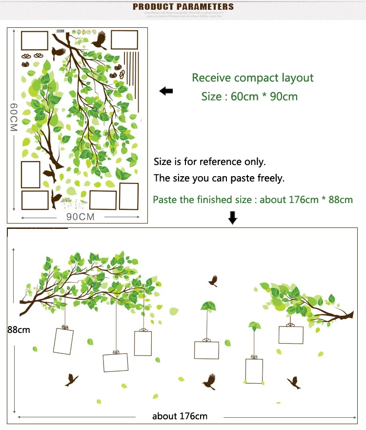 Лес памяти дерево фото наклейки на стену в раме Гостиная Спальня украшение дома настенные художественные наклейки Птица Наклейка обои