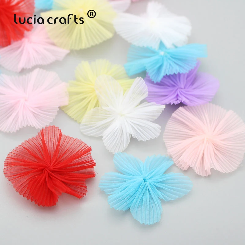 

SALE! 20g Lovely Snow Yarn Flower Pleated Lace Fabric Embellishments DIY Headwear For Girl's Clothing Sewing Accessories B0802