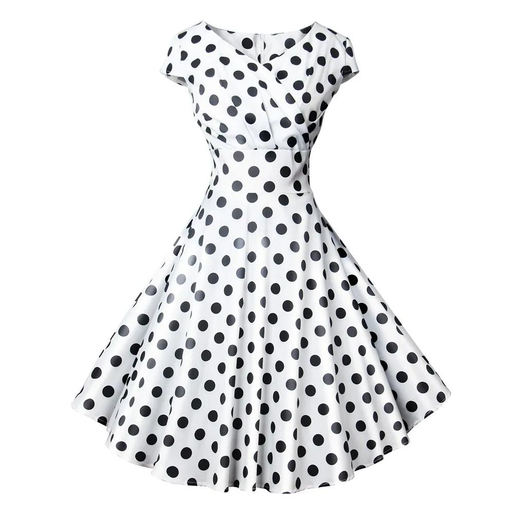 white dress with black dots