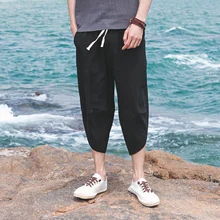 MRDONOO новые летние хлопковые льняные мужские повседневные шаровары укороченные штаны 5XL спортивные штаны китайский стиль мужские брюки A119-1977