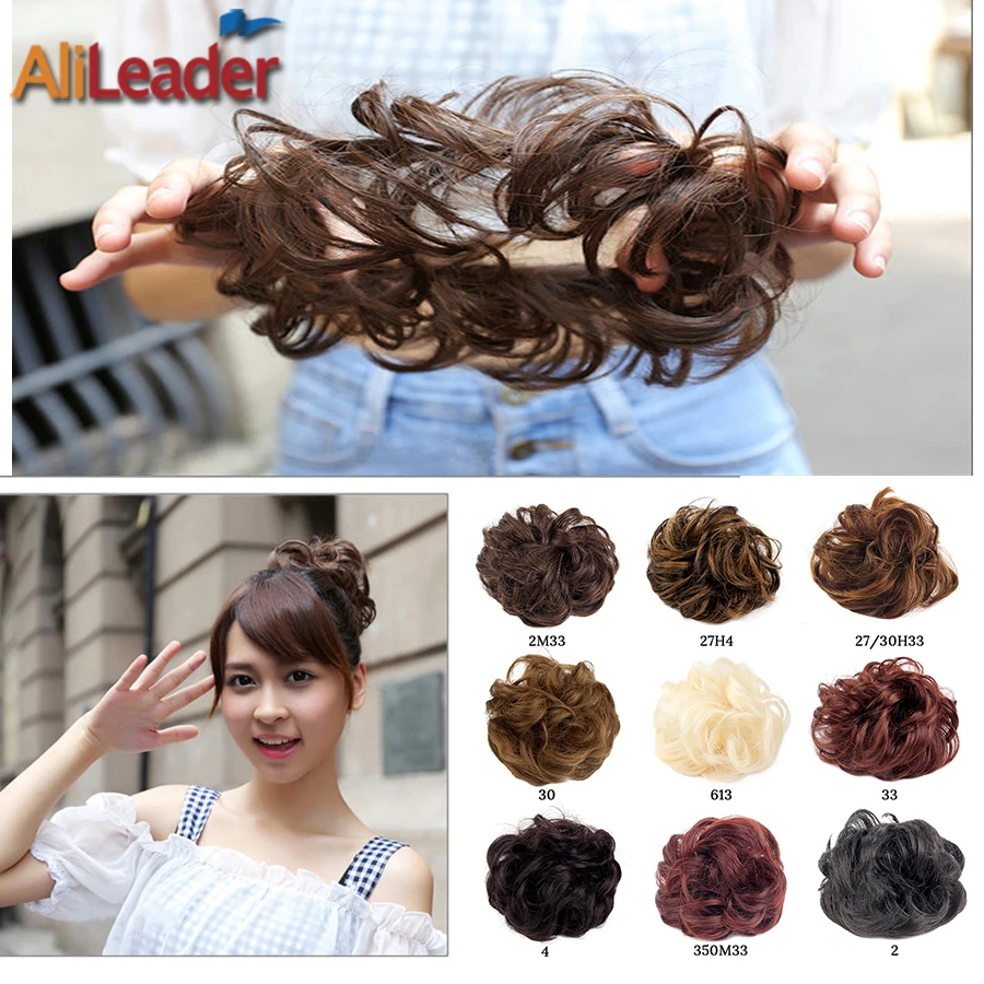 Alileader Hair Bun Extensions Wavy Curly Messy Hair Extensions Donut Hair Chignons Hair Piece Wig Hairpiece Donut Updo Ponytail