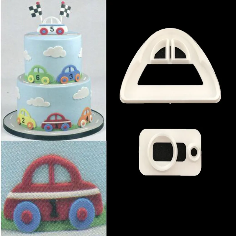 

2pc/Set Car Plastic Fondant Cutter Cake Mold Fondant Mold Fondant Cake Decorating Tools Sugarcraft Bakeware