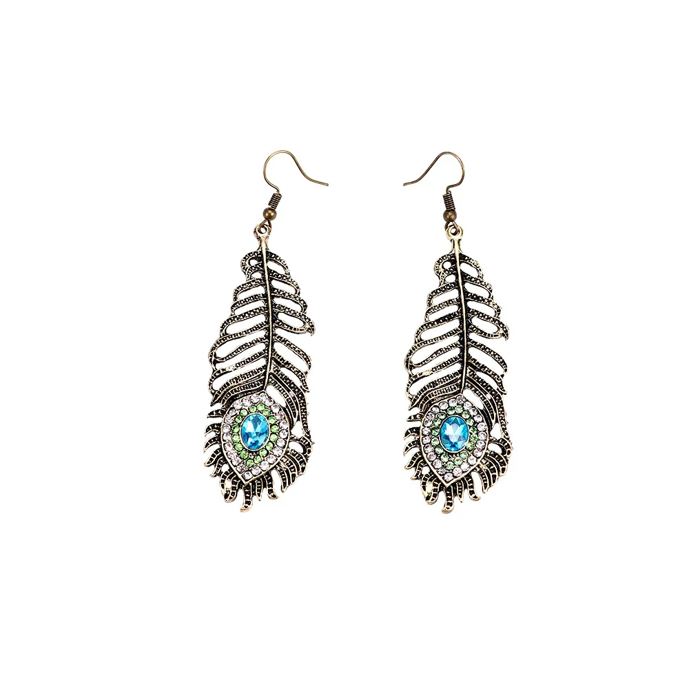 

1 Pair Fashion Multicolor Peacock Eye Feather Shape Hook Drop Earring For Women Charming Jewelry