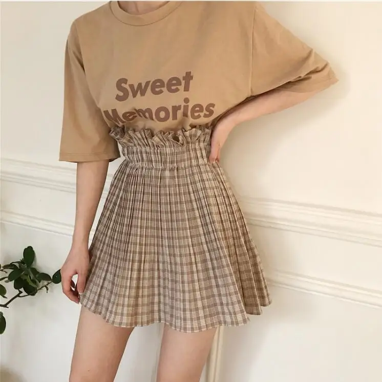 

Plaid skirt women spring and summer high waist