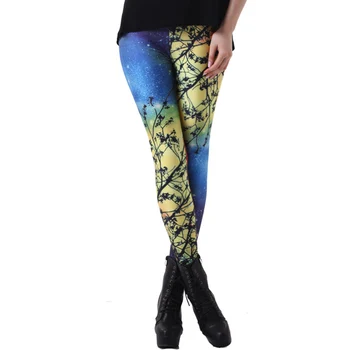 

Hot Sales Blue Sky Tree Elastic Fitness Leggings Women 2XL 3XL 4XL Plus Size Pink 3D Punk Pants 5 Patterns