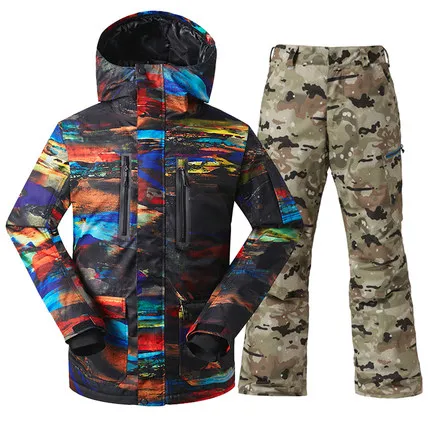 GSOU лыжный костюм Мужская зимняя ветрозащитная Теплая Лыжная куртка лыжные штаны для мужчин размер S-XL - Цвет: one