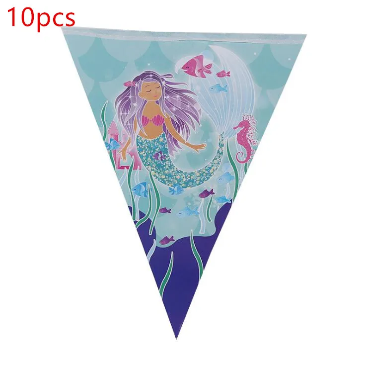 1 шт. набор посуды с надписью Happy Baby Shower Русалочка для девочек украшение скатерти салфетки на день рождения чашки тарелки - Цвет: Flags 10pcs