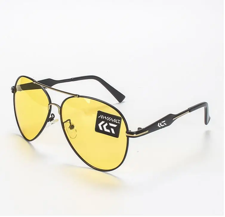 1 пара Daiwa очки высокого качества для походов спорта рыбалки очки унисекс UV400 Велоспорт поляризационные солнцезащитные очки Прямая - Цвет: Yellow