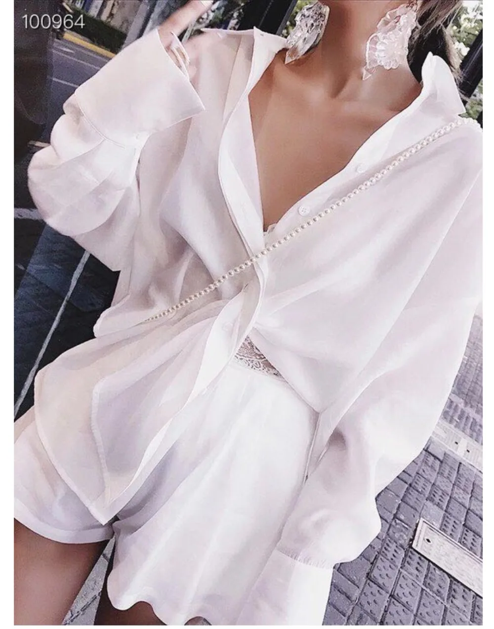 

2019 Spring Summer suits tencel loose long sleeve leisure Shirt and short suits lazy
