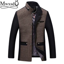 Mwxsd осень зима мужская куртка из шерсти мужская теплая шерстяная куртка с воротником-стойкой Мужская Толстая куртка