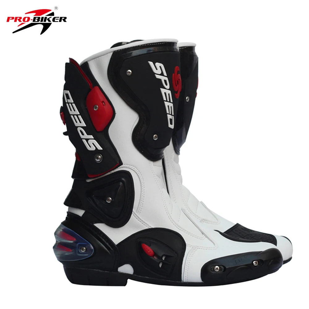 Pro Biker Leather Motorcycle Boots Pro Biker SPEED Racing Boots Motocross Boots Drop Resistance Waterproof Riding Racing Boots