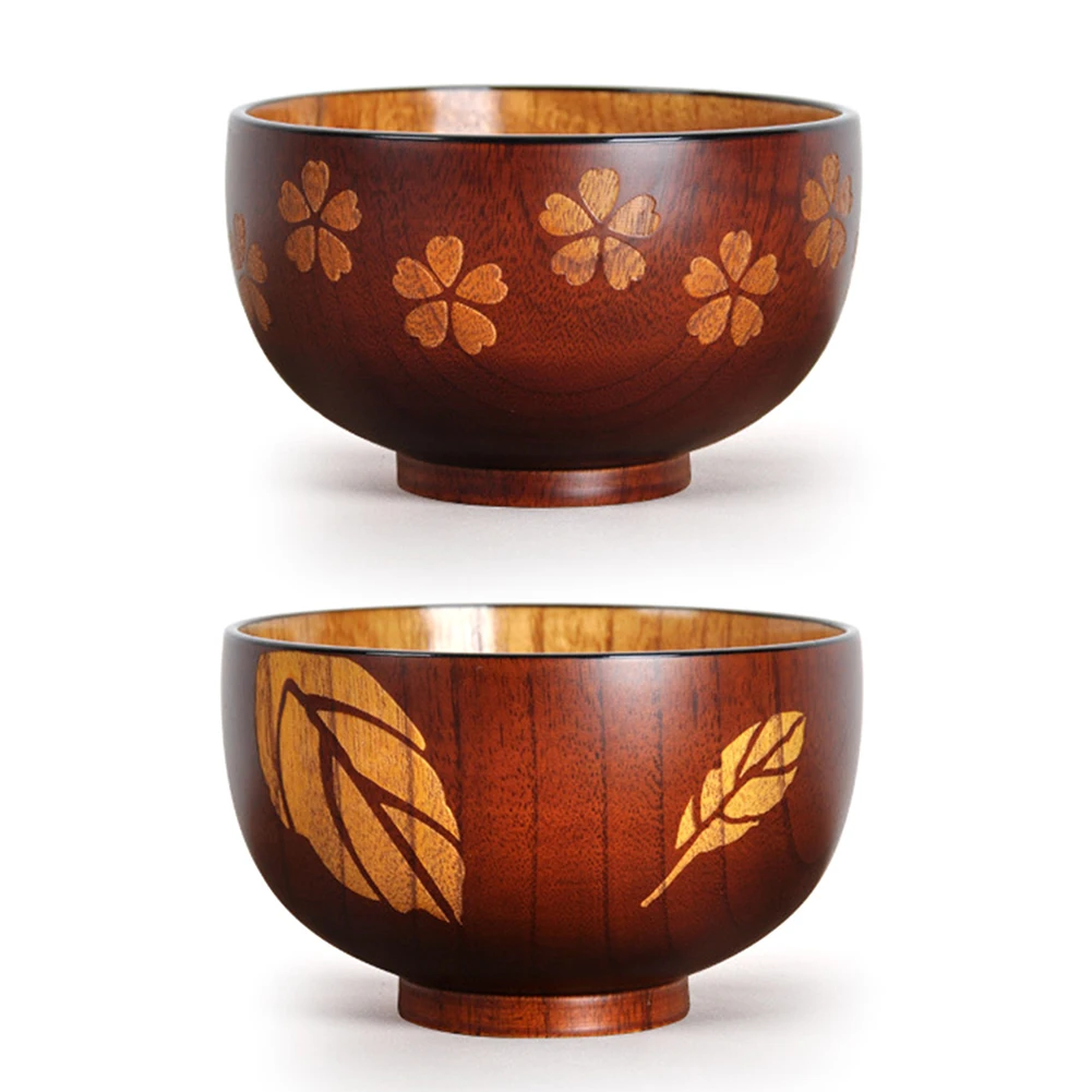 Японский Стиль инновационные Эко-дружественных Sakura лист деревянная чаша пара жилеткой-обманкой суп салат лапша, рис чаша деревянные чаши посуда