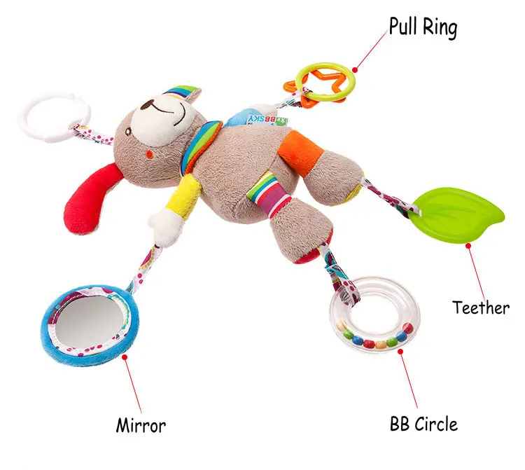Детская погремушка в виде животных из мультфильмов, передвижная игрушка-бабочка, птица, кролик, коляска, кровать, Висячие колокольчики, кольцо, колокольчик, плюшевые куклы, Игрушка-прорезыватель