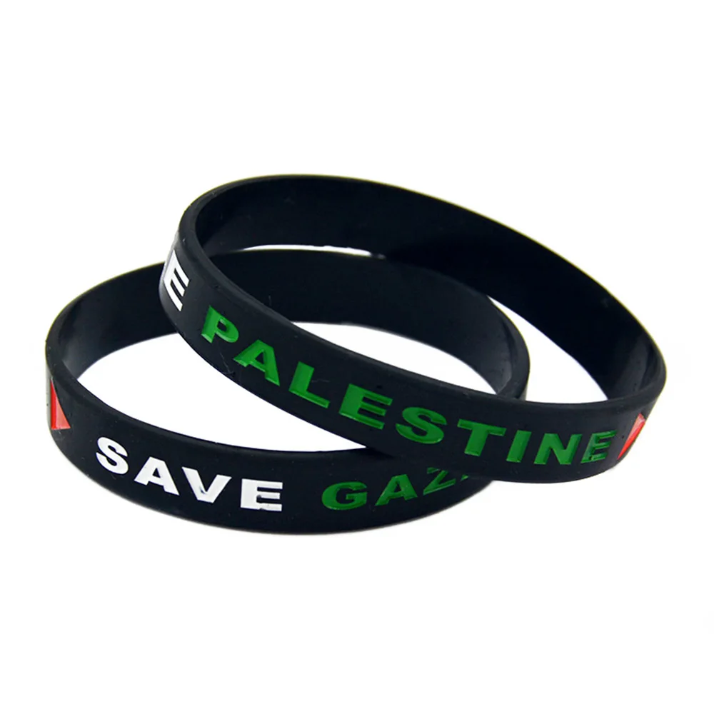 

OneBandaHouse 50PCS/Lot Free Palestine Save Gaza Silicone Wristband Triangle Logo Decoration Bracelet for Organization