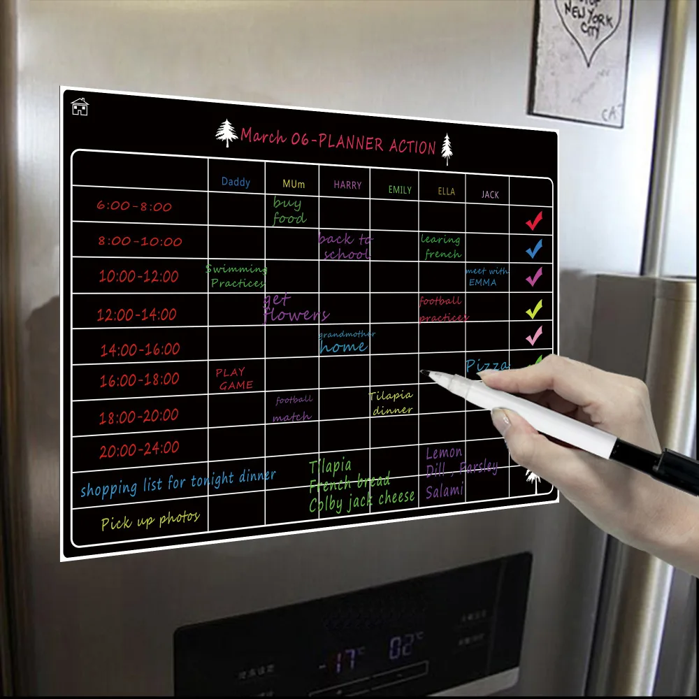 Магнитная доска с сухим стиранием и календарем для холодильника A3 16,5 ''x 11,8'' ежемесячная и еженедельная магнитная доска планировщик доска большой Органайзер