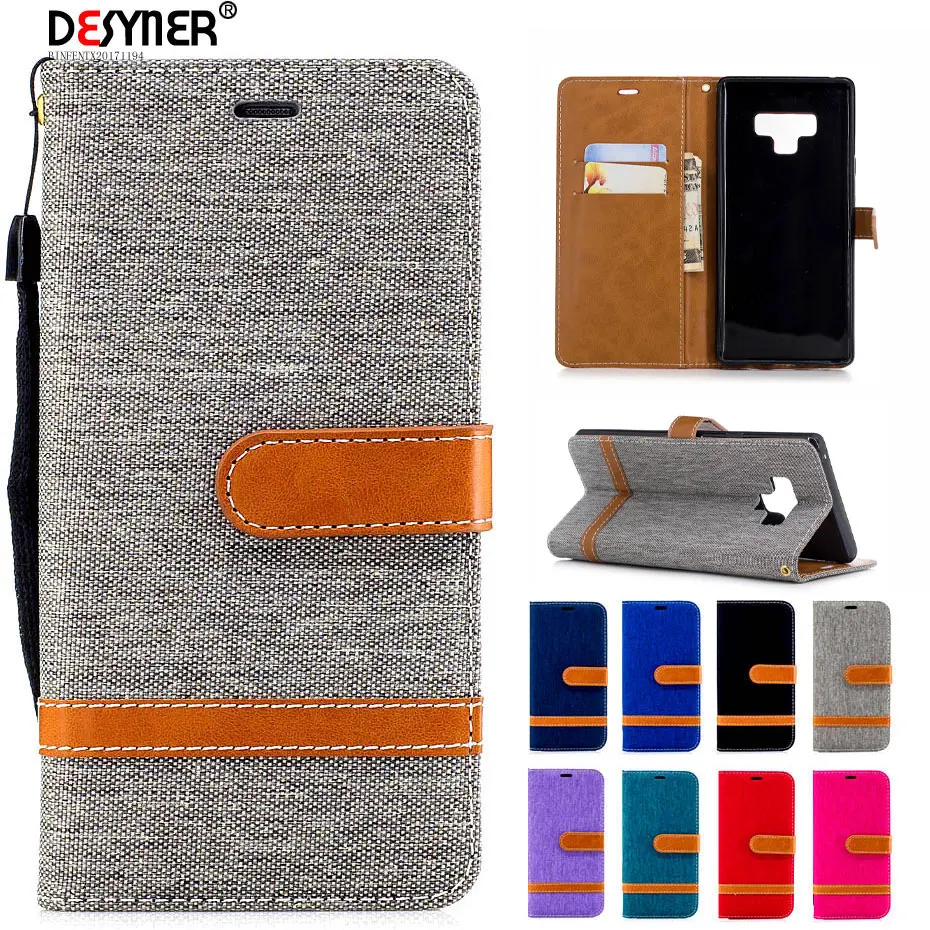 

Desyner Denim Mixed Colors Leather Flip Case For Samsung galaxy Note 9 Bag Case for Samsung Note 9 Wallet Phone Case Cover