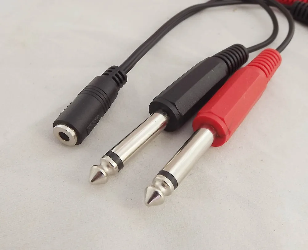 

1pcs 3.5mm Female Jack To 2x6.35mm 1/4" TRS Mono Male Extension Audio Adapter Cable 20cm