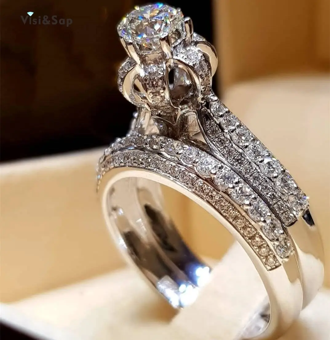 

Visisap Icedout Bridal Sets Rings for Women Size 5-12 Dropshipping Wedding Gifts Ring Zircon Inlaid Jewelry Manufacturer B2607