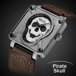 BAOGELA 2019 Пиратский Череп Стиль Кварцевые часы для мужчин Военная Униформа силиконовые спортивные часы водонепроница