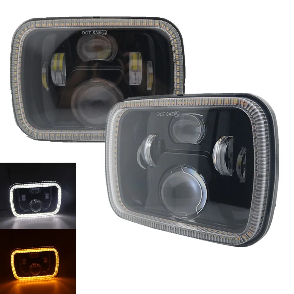 85W 7x6/'/' 5X7/" LED Projector Headlight Hi-Lo Beam Halo DRL For Jeep Cherokee
