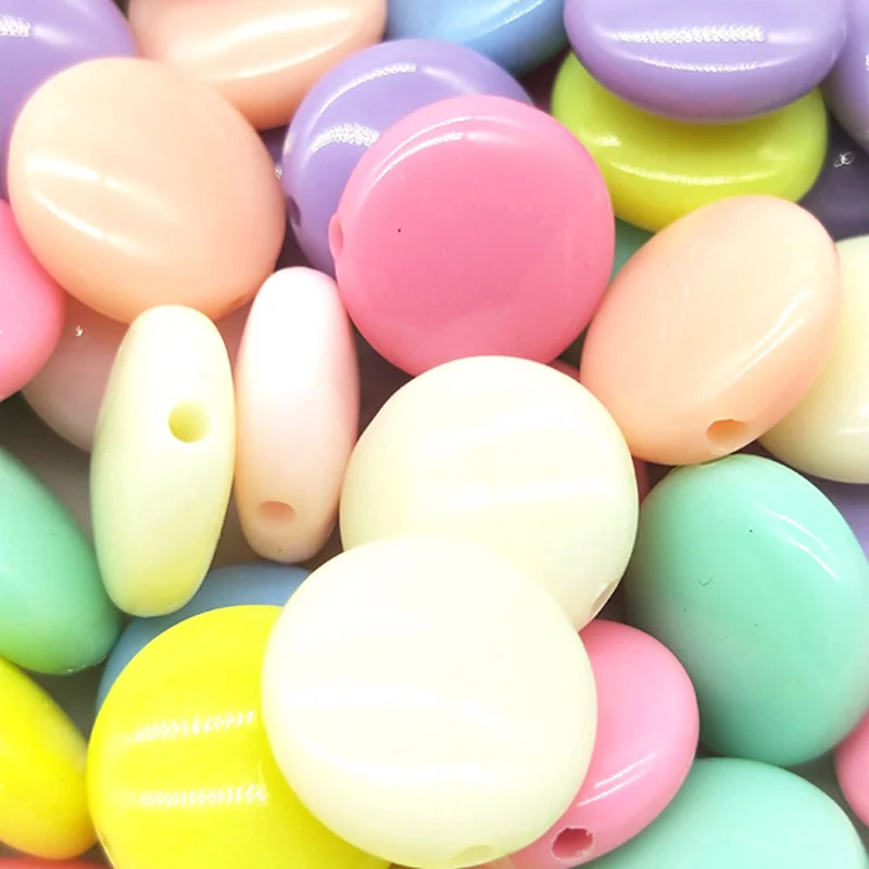 

50/20pc/lot 14/16mm Random Mixed Candy Color Acrylic Spacer Beads Oblate For Jewelry Making DIY Findings Fit Bracelets Necklaces