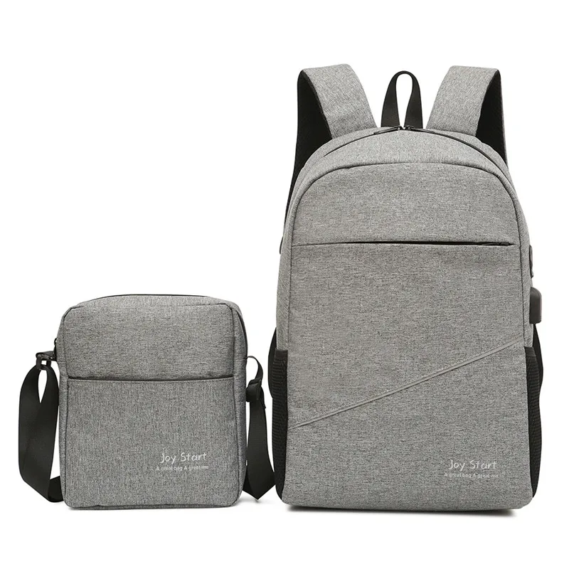 

2 pcs set Men's Backpack Shoulder Bag Set USB Design Backpack Bag Multifunction computer USB charging 15.6 inch Laptop Backpack