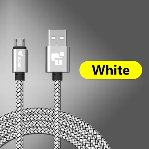 Micro USB кабель 2А 1 м Быстрая зарядка нейлон USB синхронизация данных мобильный телефон Android адаптер зарядное устройство кабель для samsung sony htc LG кабель - Цвет: Белый