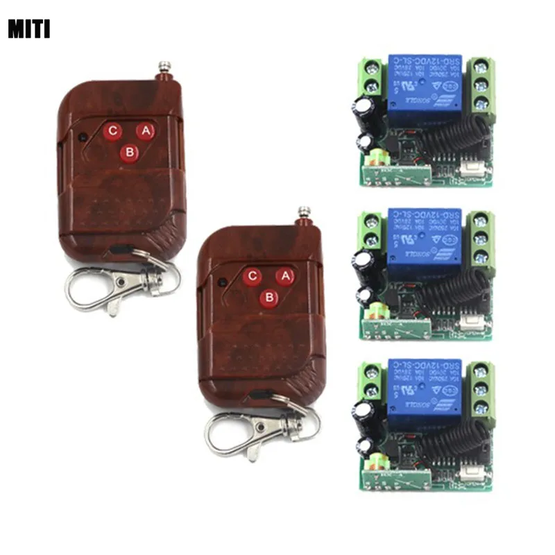 

New Arrival DC 12V 10A 1CH 315MHZ Wireless Remote Control Switch System 3 RC Receiver + 2 RF Transmitter 4227