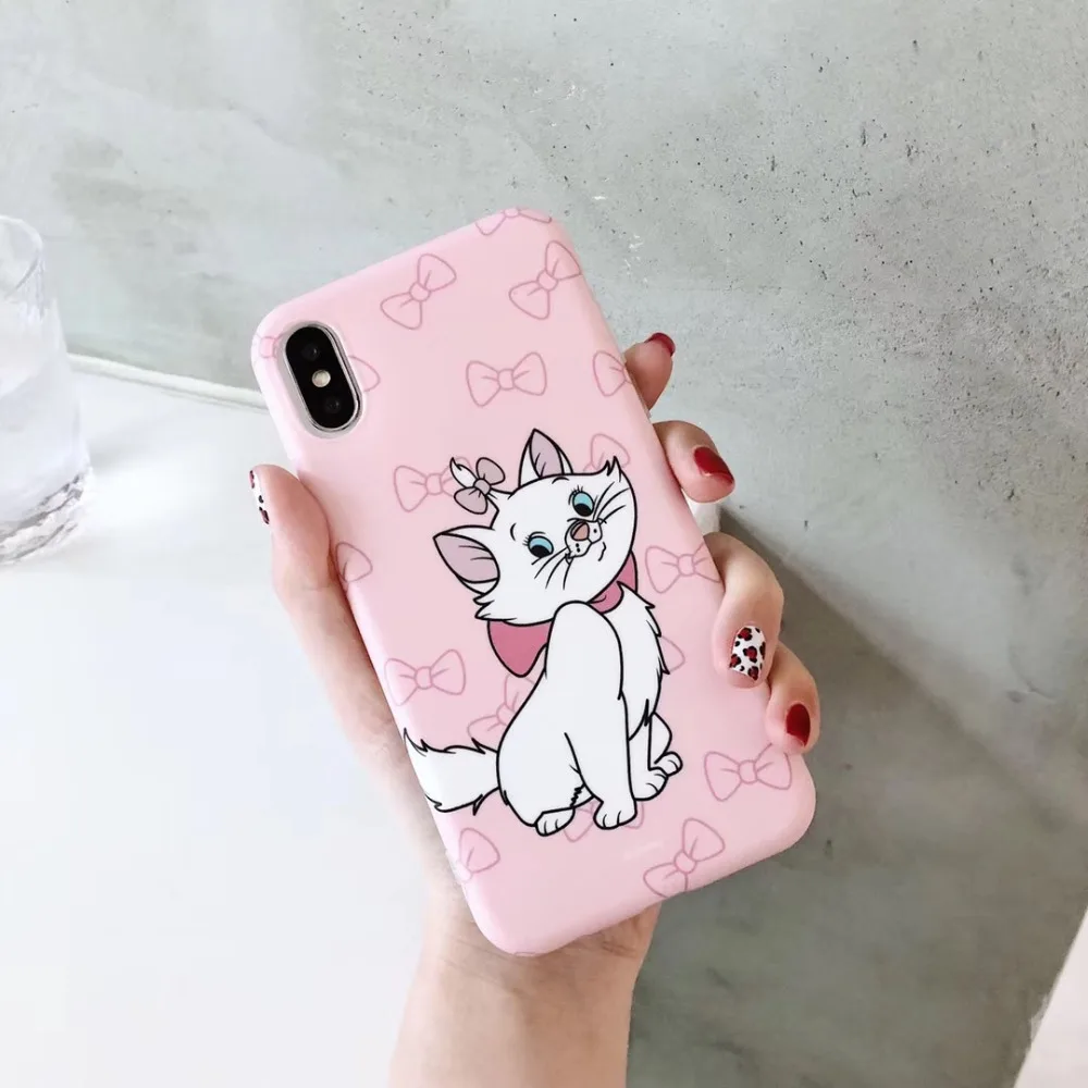 Cute Pink Marie Cat Soft Silicone Phone Case For iphone 6 6s 6 s 7 8 plus Love Cartoon Case for iphone X XR XS MAX Cover Coque