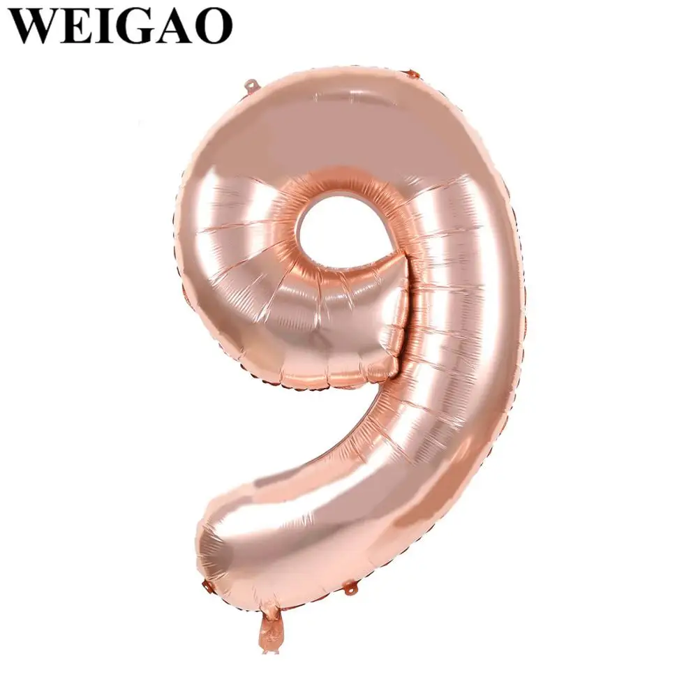 1Pc 40inch Giant 0-9 Birthday Number Balloons Digit Foil Balloon Wedding Anniversary Decorations Helium Balon Birthday Supplies - Цвет: Champagne 9