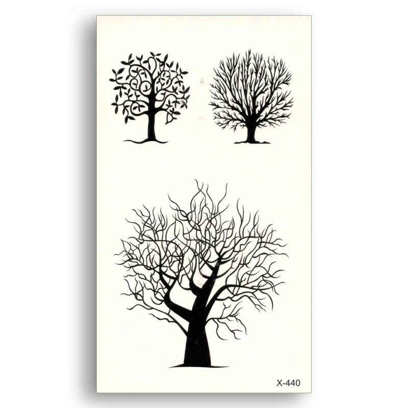 

Fake temporary tattoo Water Transfer Black Lines Tree pattern Stickers Beauty disposable Body Art Makeup Live of Song X440