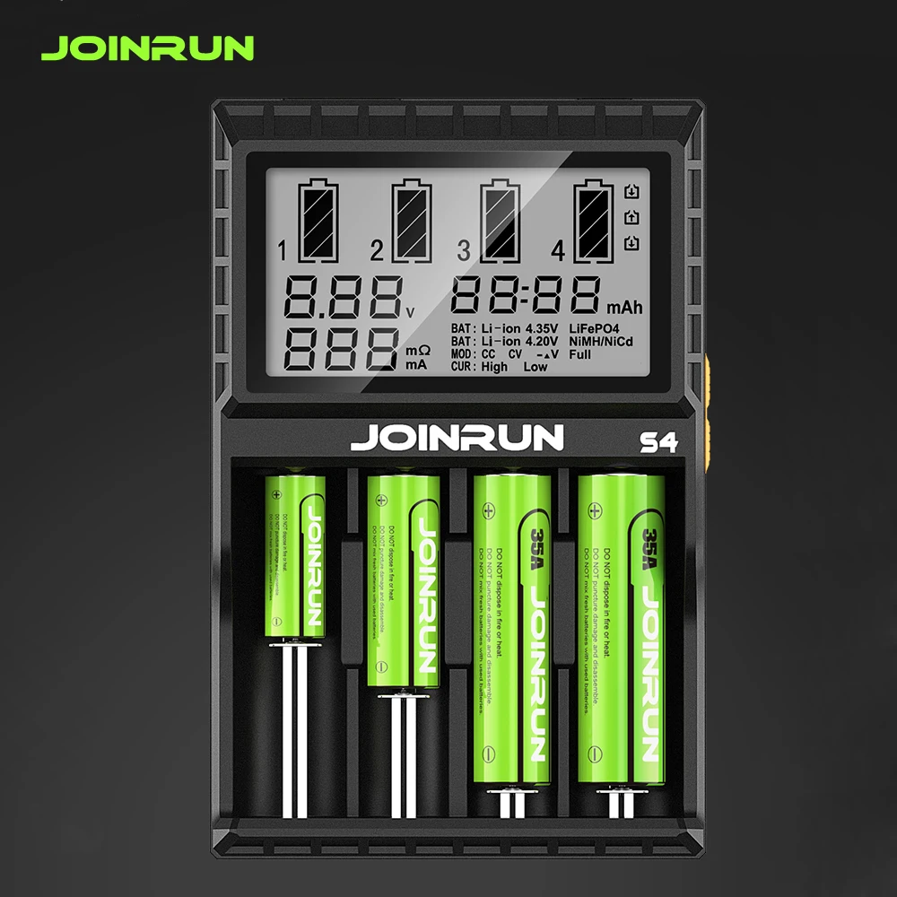 Joinrun S4/N2 Plus 18650 Li-ion Battery charger Smart 18650 Battery Charger for Li-ion/Ni-MH/Ni-CD 18650 14500 16340 AA AAA Joinrun S4/N2 Plus 18650 Li-ion Battery charger Smart 18650 Battery Charger for Li-ion/Ni-MH/Ni-CD 18650 14500 16340 AA AAA