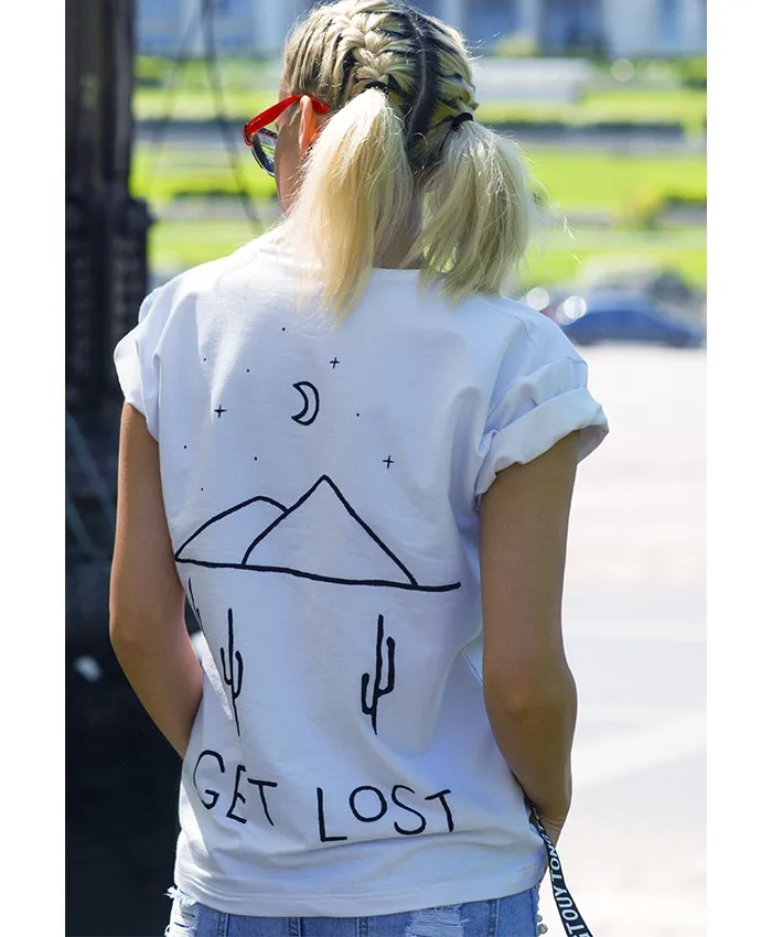 Получите lost женский Забавный слоган Женская мода дерево Графический 90 девушка стиль футболка качество гранж эстетические пастельные Топы Готический арт рубашка