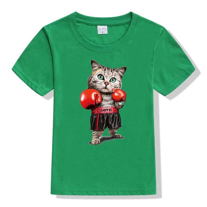 Футболка для мальчиков, Детская футболка из хлопка, Детская футболка, Забавные футболки с котом, подростковые футболки с 3D рисунком, одежда для девочек 3, 4, 6, 7, 8, 10, 12 лет - Цвет: 3