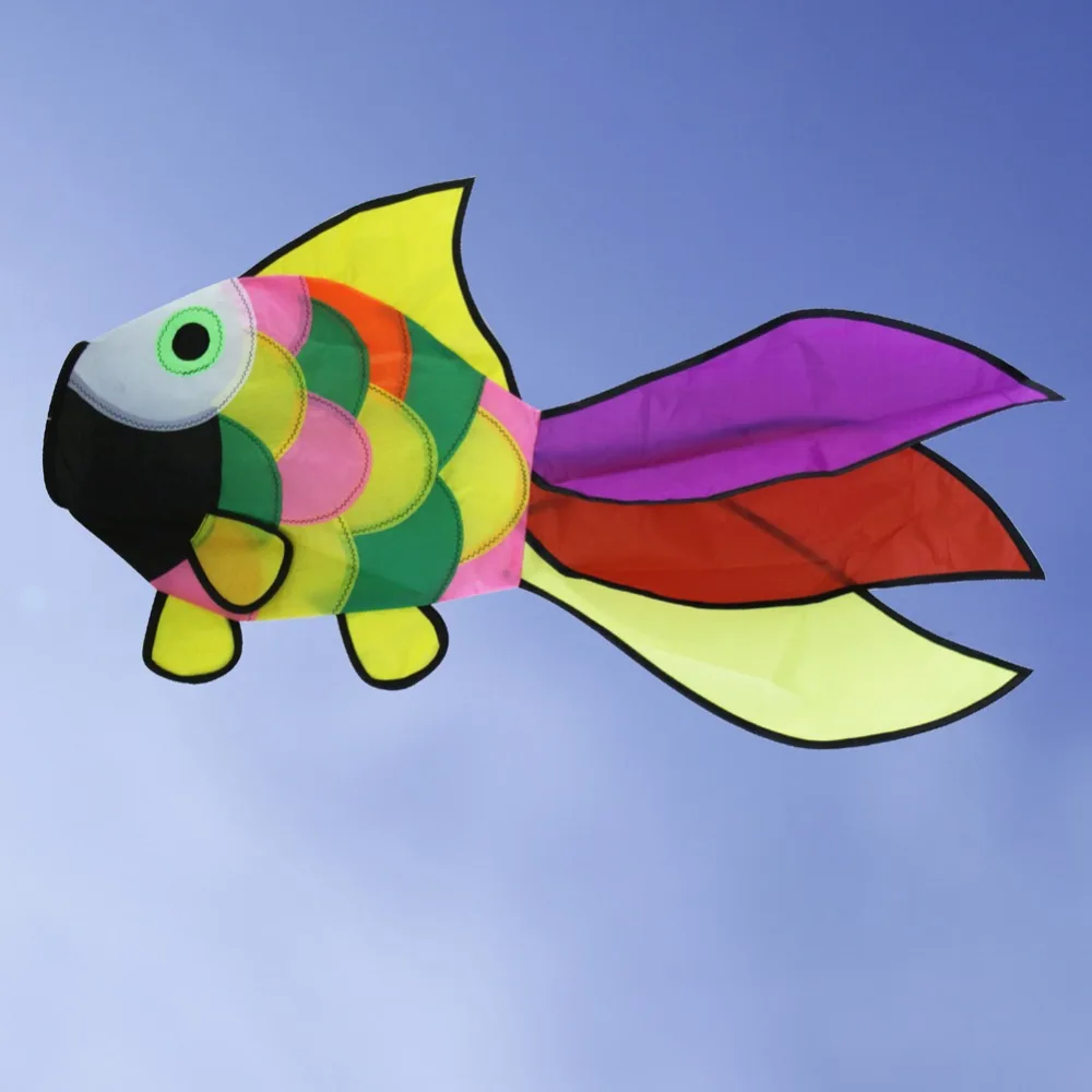 New Rainbow Fish Kite Windsock Outdoor Garden Decor Festival Kids Toys Flying Nylon Kite Free Shipping