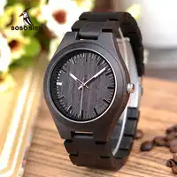 BOBO BIRD L-I22 Black Men Ebony Wood Watches in Quartz Movement Vintage Watch Men Drop Shipping