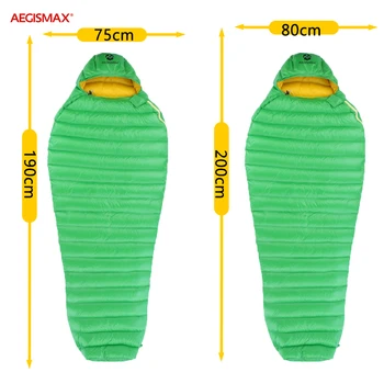 

Aegismax Ultra new arrival LETO water repellent White Goose Down Sleeping bag Mummy Splicing Hiking Camping 700FP Gray Green