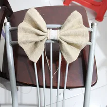 Очень большой 35 шт. натуральные лента из джута, мешковины бантом 25X30 см свадебное украшение для стульев ремесло Скрапбукинг кружевной бант для волос/шапка ремесло