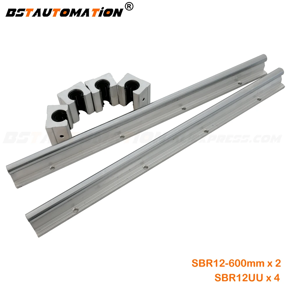 4 sets SBR12-600mm FULLY SUPPORTED LINEAR RAIL SHAFT ROD 8 SBR12UU Block