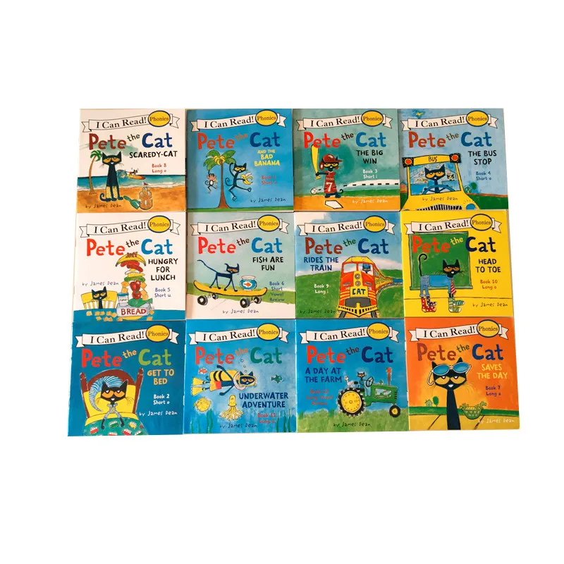 

12pcs/set I Can Read pete the cat English Picture Books Children story book Early Educaction pocket reading book 13x13 cm