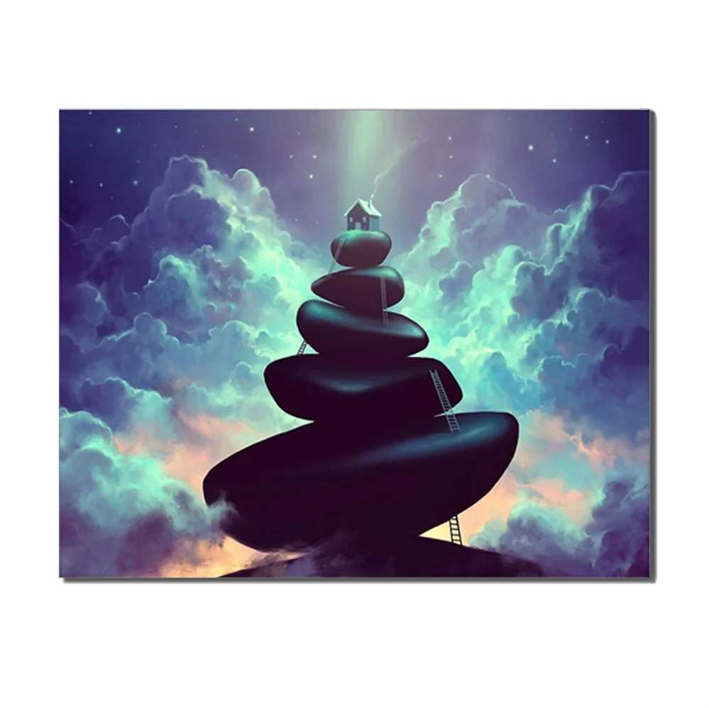 

Black Stone Mountain Cloud Abstract Canvas Wall Art Oil Painting Unique Gift Home Living Room Office Store Decoration No Frame