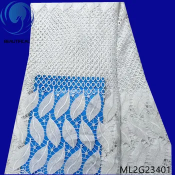 

BEAUTIFICAL nigerian lace fabrics Top sale chemical lace embroidery fabric White bridal cord lace fabric for wedding ML2G234