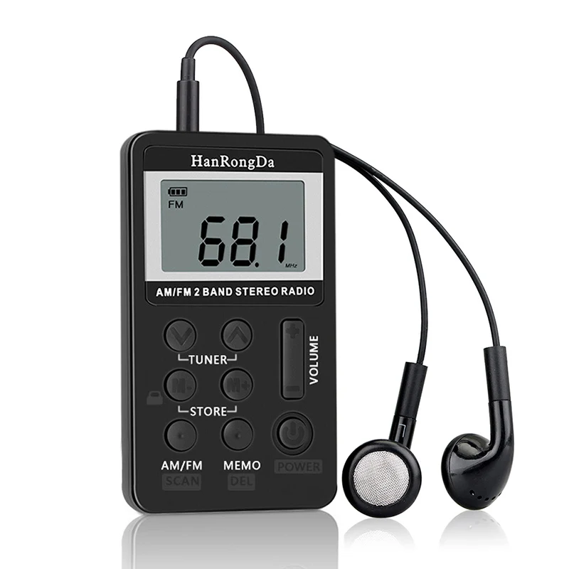 

Small AM FM Portable Digital Radio 2 Band Stereo Receiver Portable Pocket Radio Headphones LCD Screen with earphone