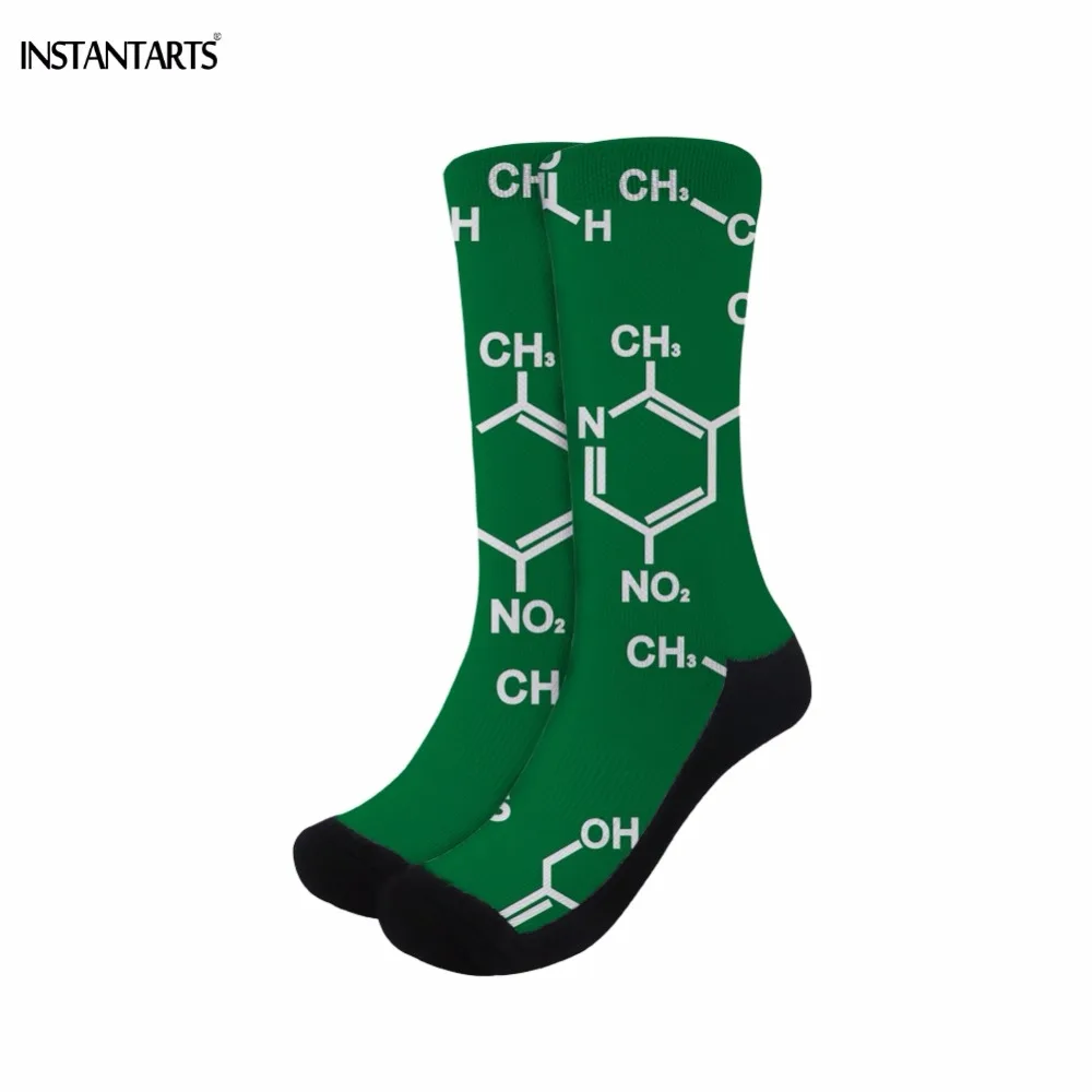 

INSTANTARTS Organic Chemistry Structural Formula Printing Men Cycling Socks Outdoor Hiking Running Sports Socks Green Gym Socks